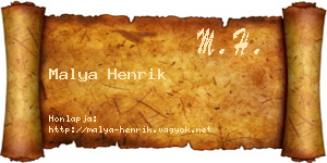 Malya Henrik névjegykártya